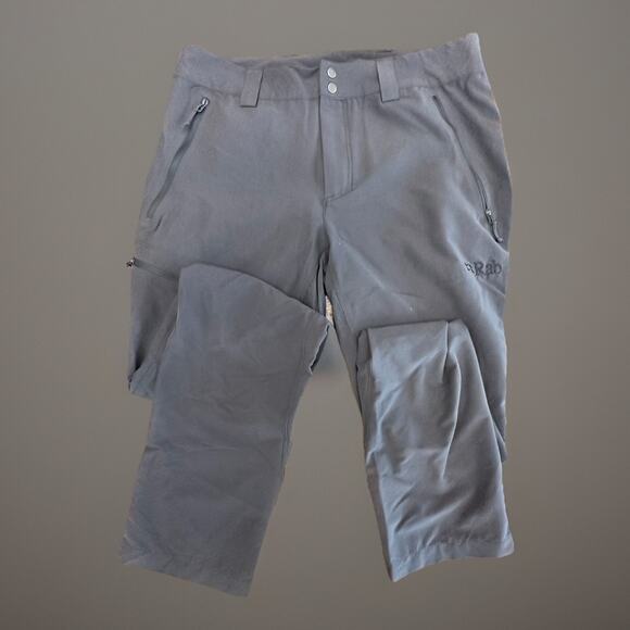 Rab Mens Incline Light Pants Black 30 x 33 Softshell Hiking Trekking Zip Pockets - Picture 1 of 11